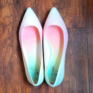 Rainbow pointed toe flats, size 7, 'Mix no. 6'